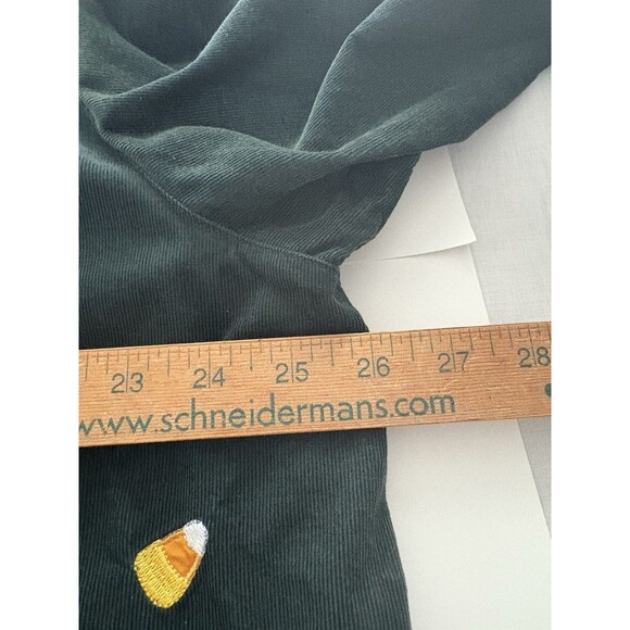 Quacker Factory Candy Corn Shirt 1X Green Corduroy Rhinestones Halloween Vtg ** - Picture 12 of 16